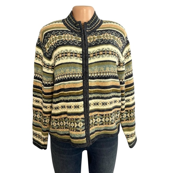 Tiara Vintage Blue White Tribal Aztec Sweater - Picture 1 of 8
